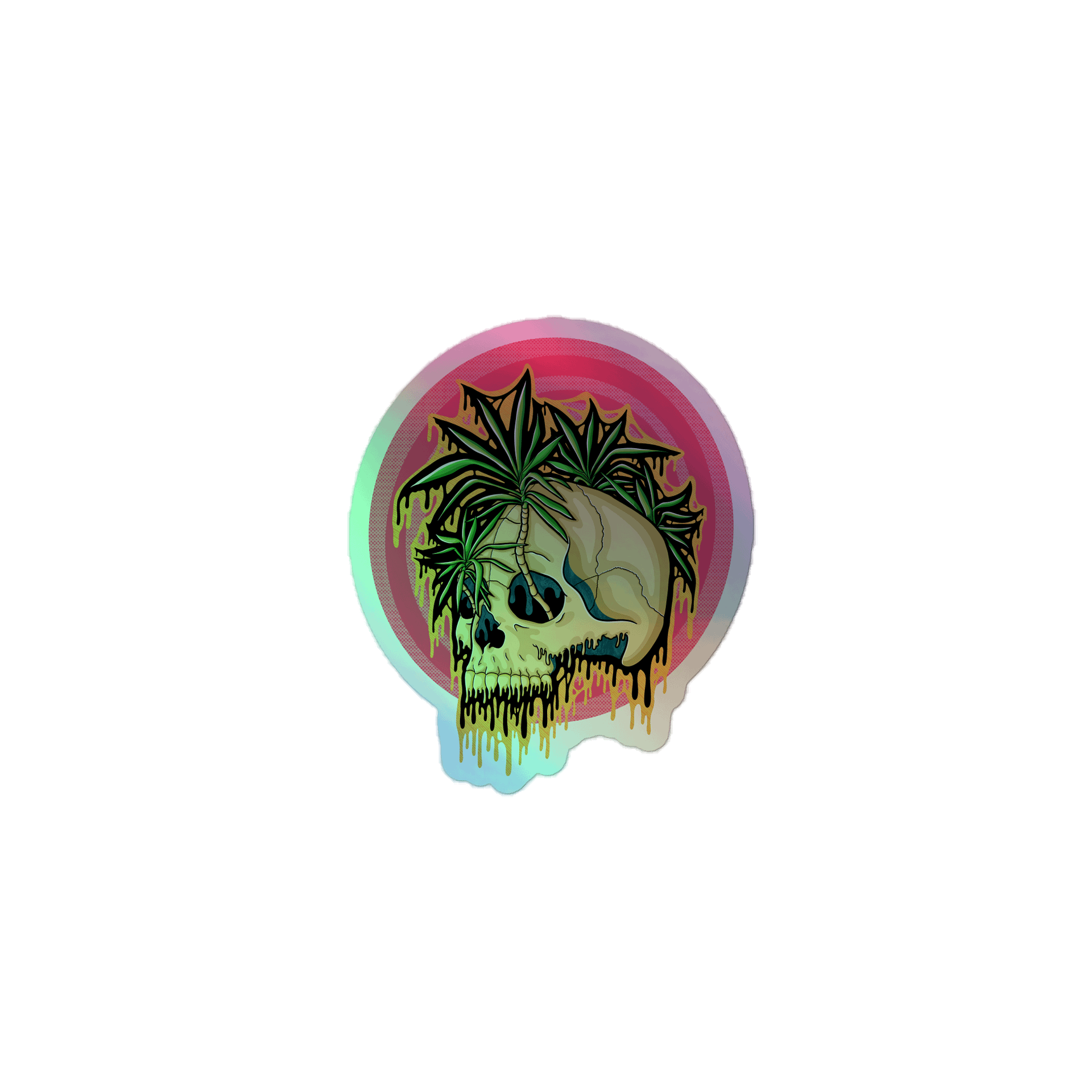 Drippy Tropical Skull Holographic Sticker product image (1)