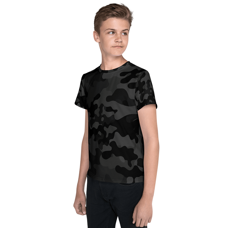 Youth Crew Neck T-Shirt black camo product image (3)