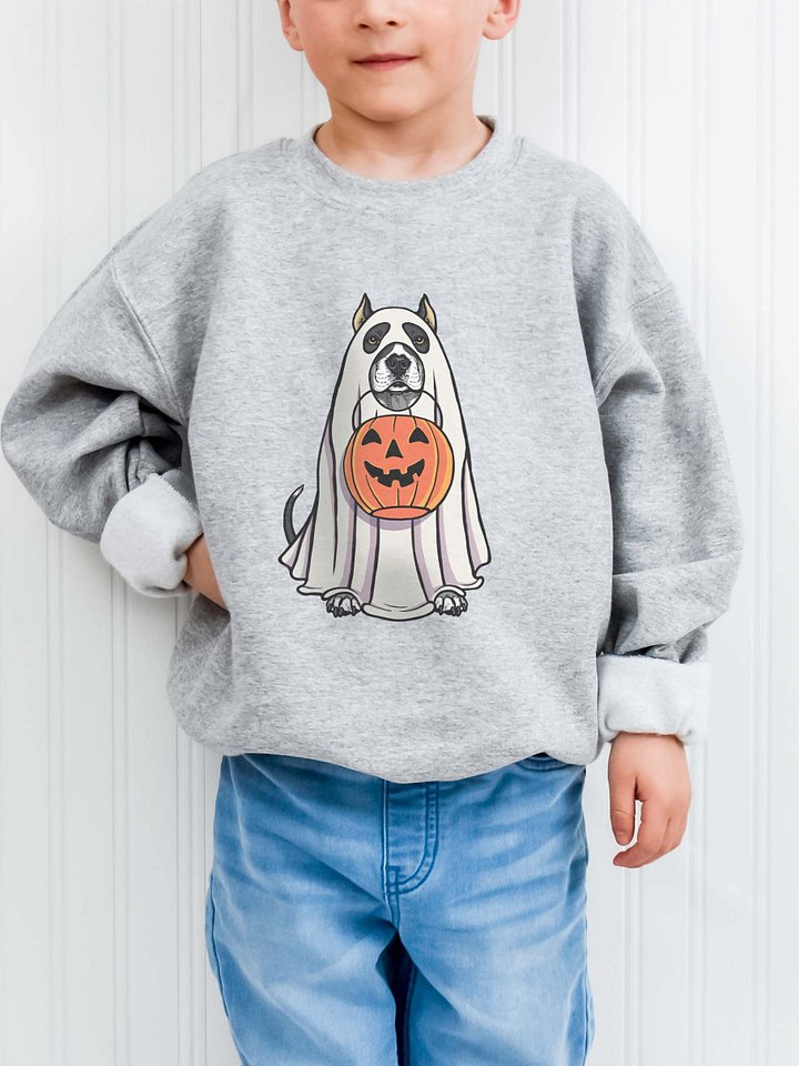 Halloween Pitbull Terrier(Black, Cropped Ears) Youth Sweatshirt product image (1)