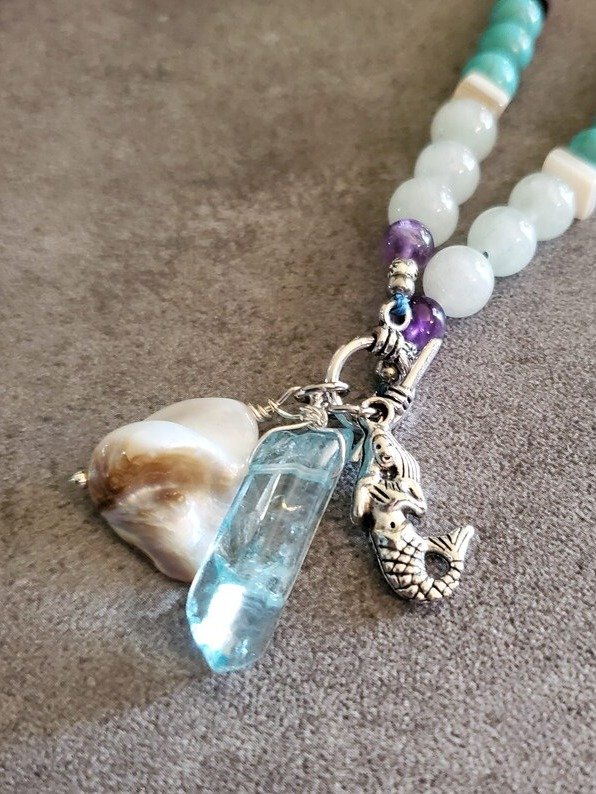 Flowing Waters Goddess Necklace | Shell, Amethyst, Amazonite | Intuition, Creativity & Emotional Flow product image (3)
