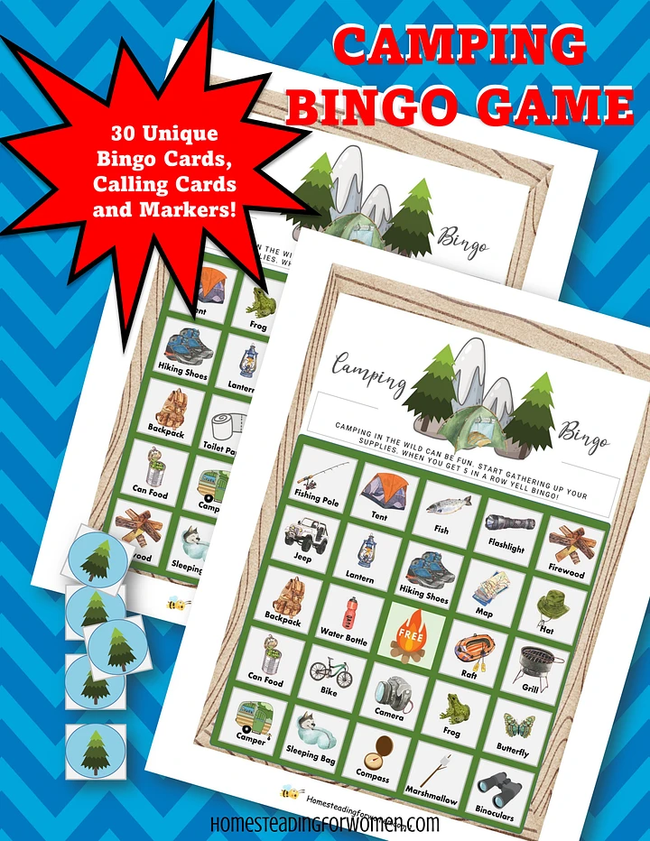 Camping Bingo Game 30 Unique Pages product image (1)