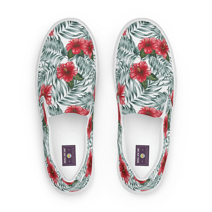 Hibiscus Leaf Design | Men's Slip-On Canvas Shoes product image (1)