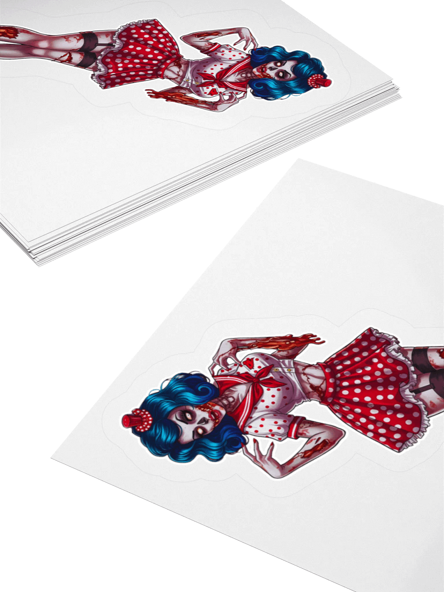 V3 Zombie Pinup Kiss Cut Stickers (Clear Edge) product image (11)