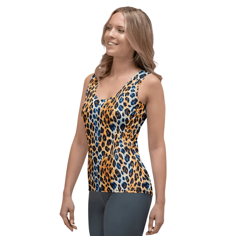 Blue Brown Leopard Woman Tank Top product image (3)