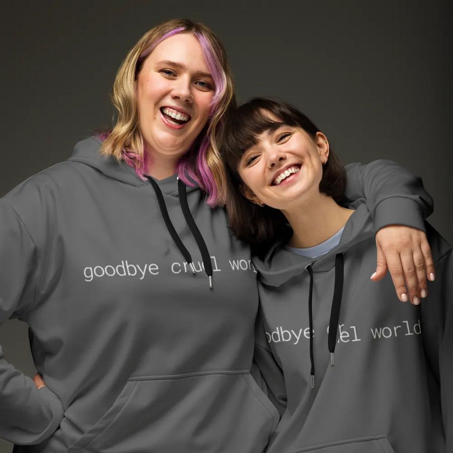 goodbye cruel world, rm -rf / hoodie (dark grayscale mode) product image (9)