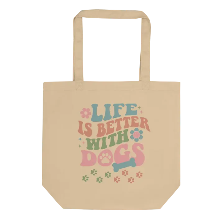 Life is Better With Dogs Retro E-Conscious Ecofriendly Tote Bag product image (2)
