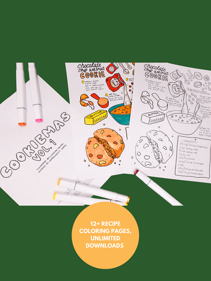 Cookiemas Vol. 1 Recipe Coloring Pages - Jeanelleats Collab (Downloadable PDF) product image (2)