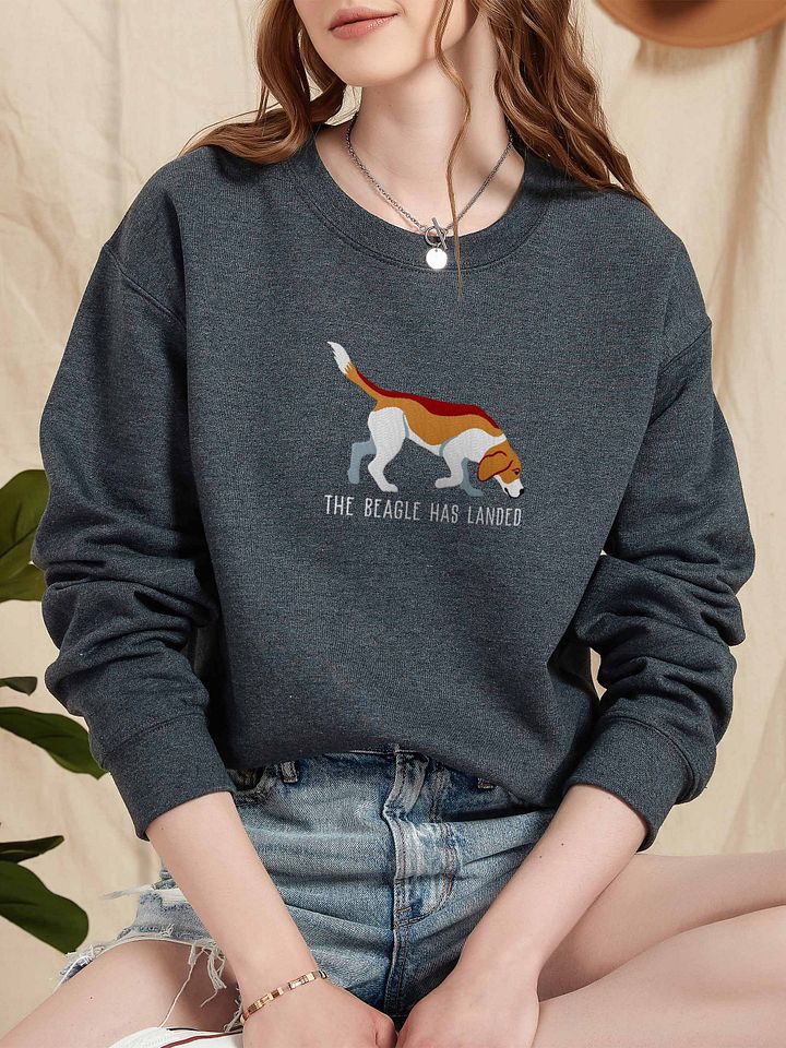 The Beagle Has Landed Sweatshirt (Embroidered) of a Beagle(Brown & White) product image (2)