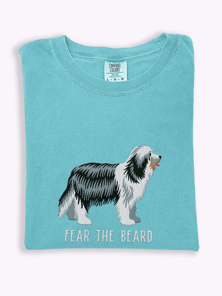 Fear the Beard T-Shirt(Embroidered) of a Bearded Collie product image (1)