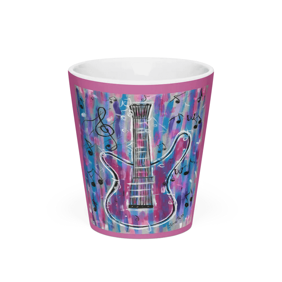 My Guitar (art by Dina R.) acrylic painting - Latte Mug product image (3)