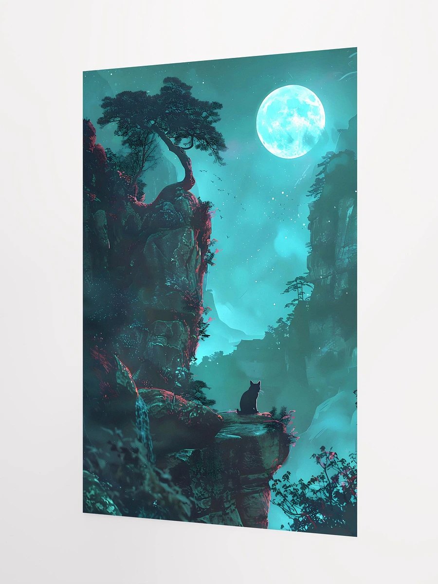 Mystical Cat Silhouette Under a Luminous Moon Fantasy Matte Poster product image (5)
