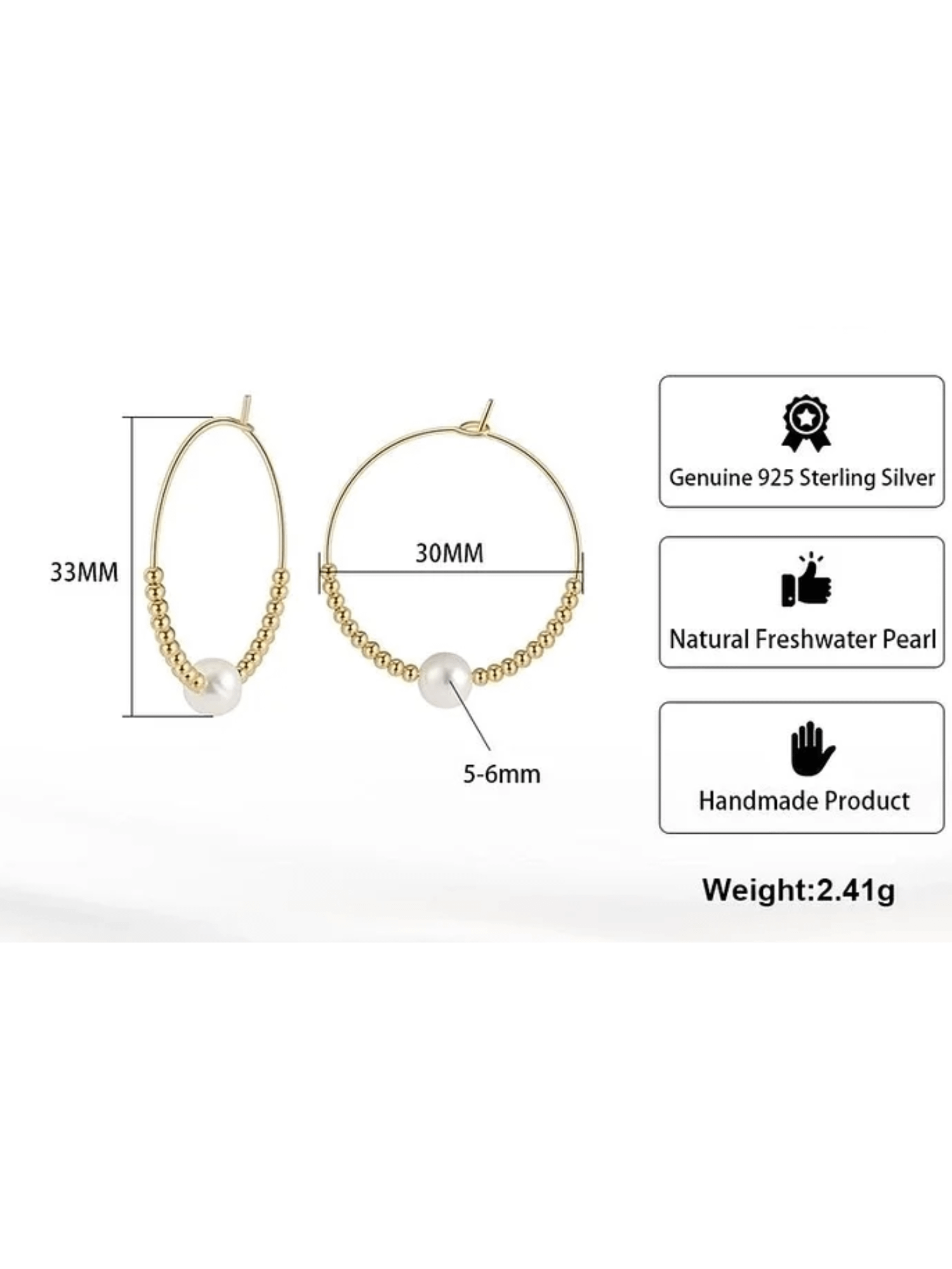 Harvest Moon - Freshwater Pearl Hoop Earrings product image (3)