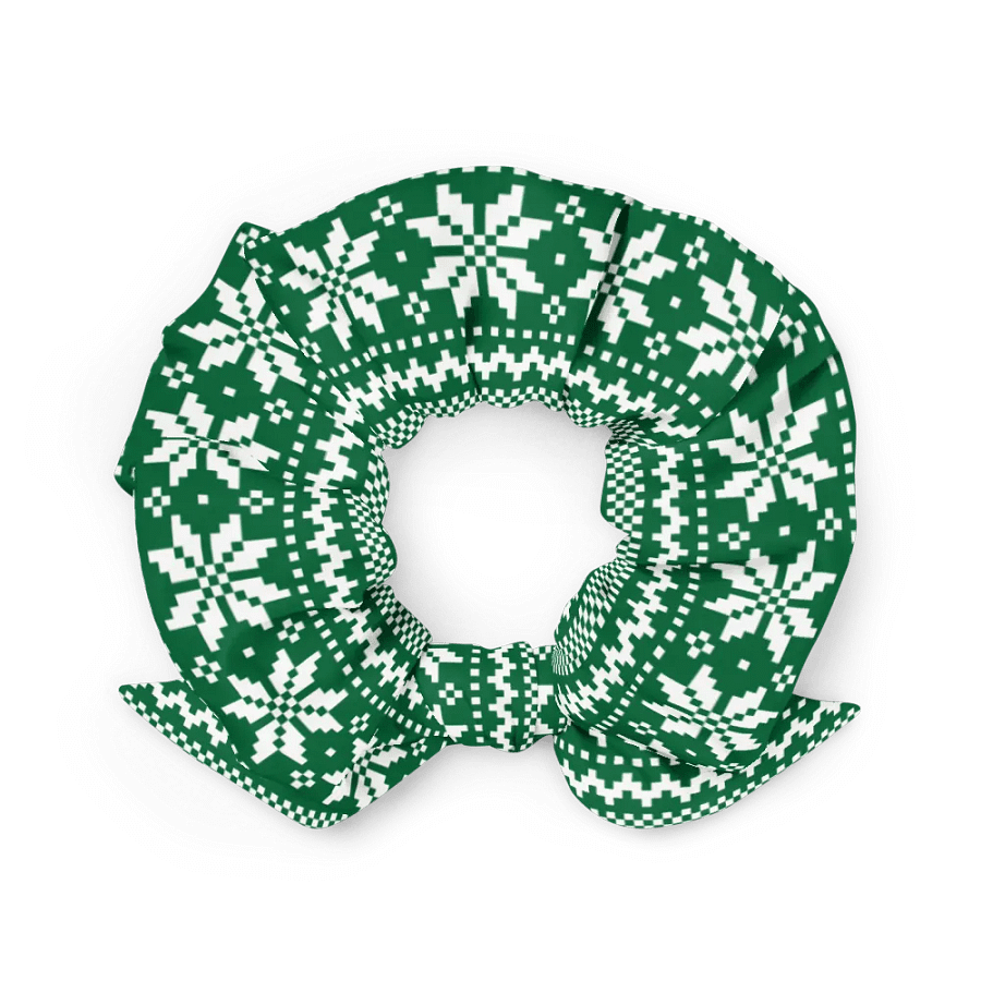 Winter Green Snowflake Scrunchie with Bow product image (2)