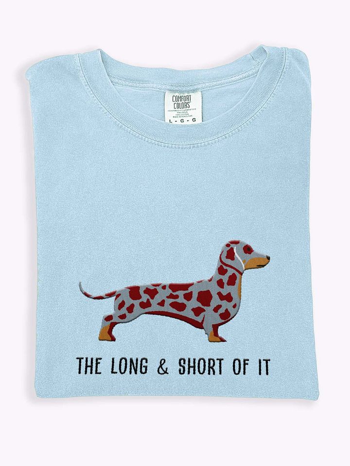 The Long and Short of It T-Shirt(Embroidered) of a Dachshund(Dapple) product image (1)