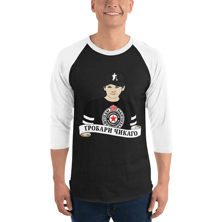Grobari Čikago KK Partizan Tultex Fine Jersey Raglan Tee product image (1)