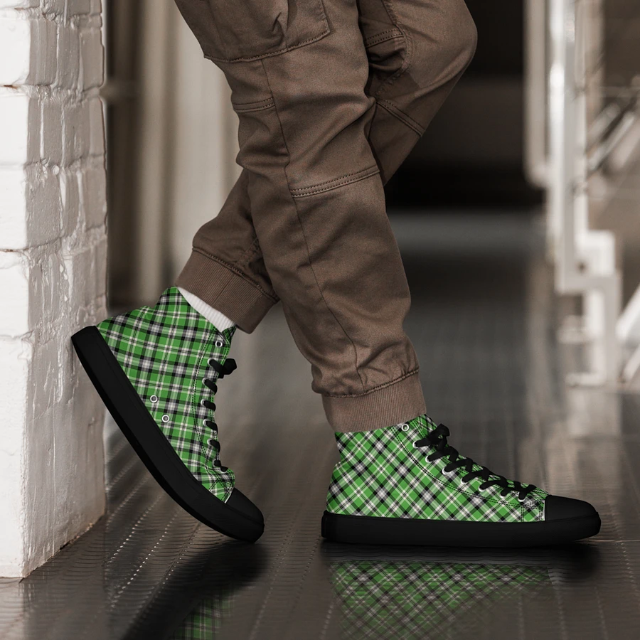 Bright Green Plaid Men's High Top Shoes product image (16)