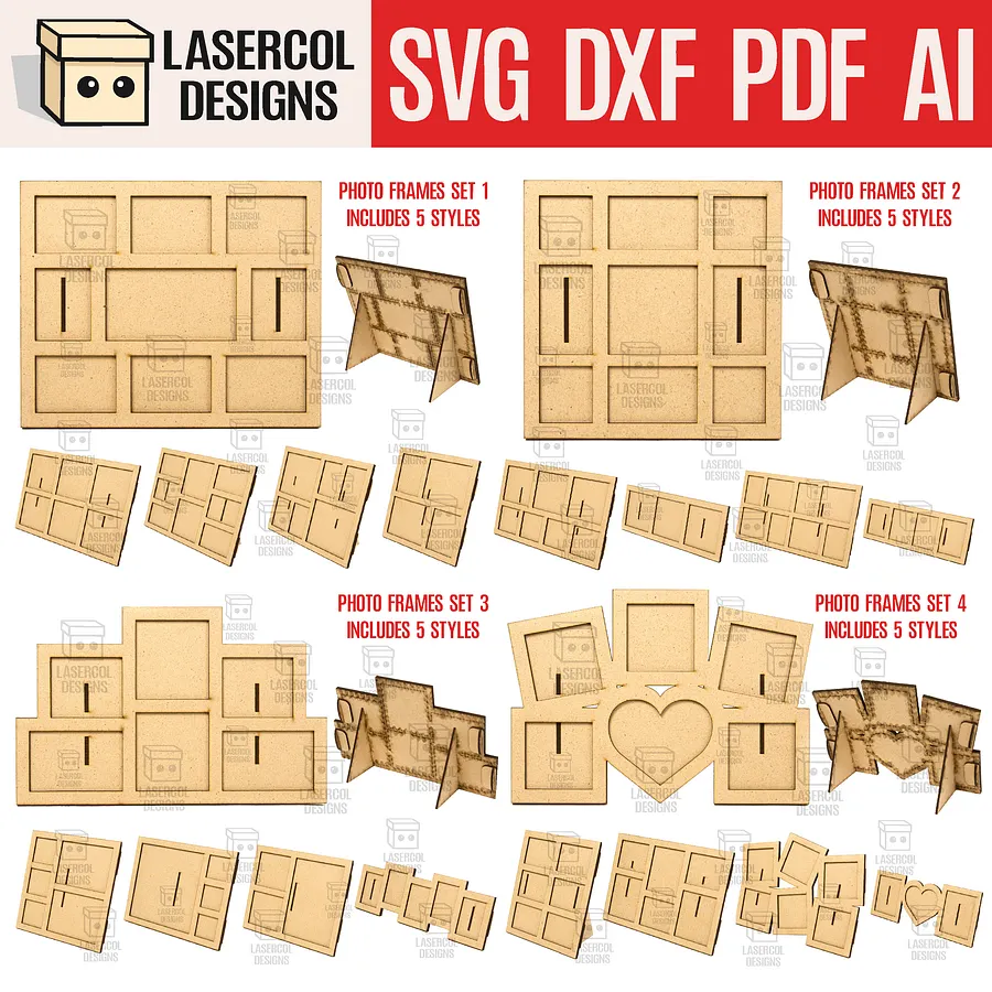 Photo Frames Bundle (Set 1-2-3-4) - Laser Cut Files product image (1)