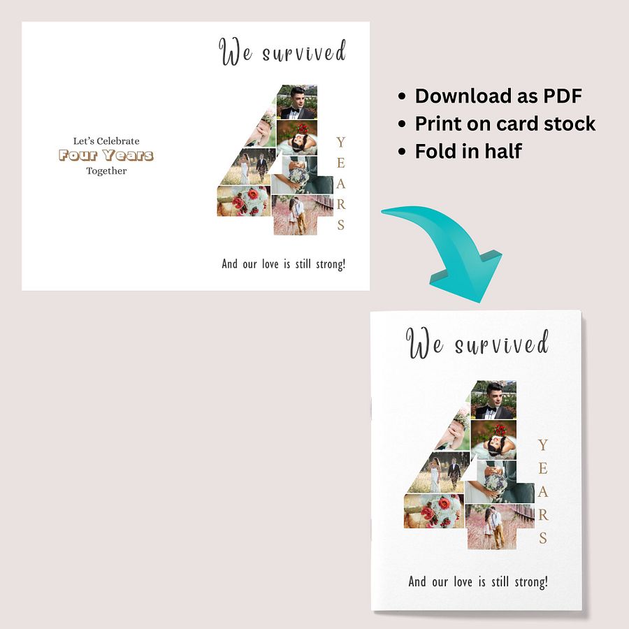 4 Year Anniversary Photo Card Editable Canva Template product image (8)