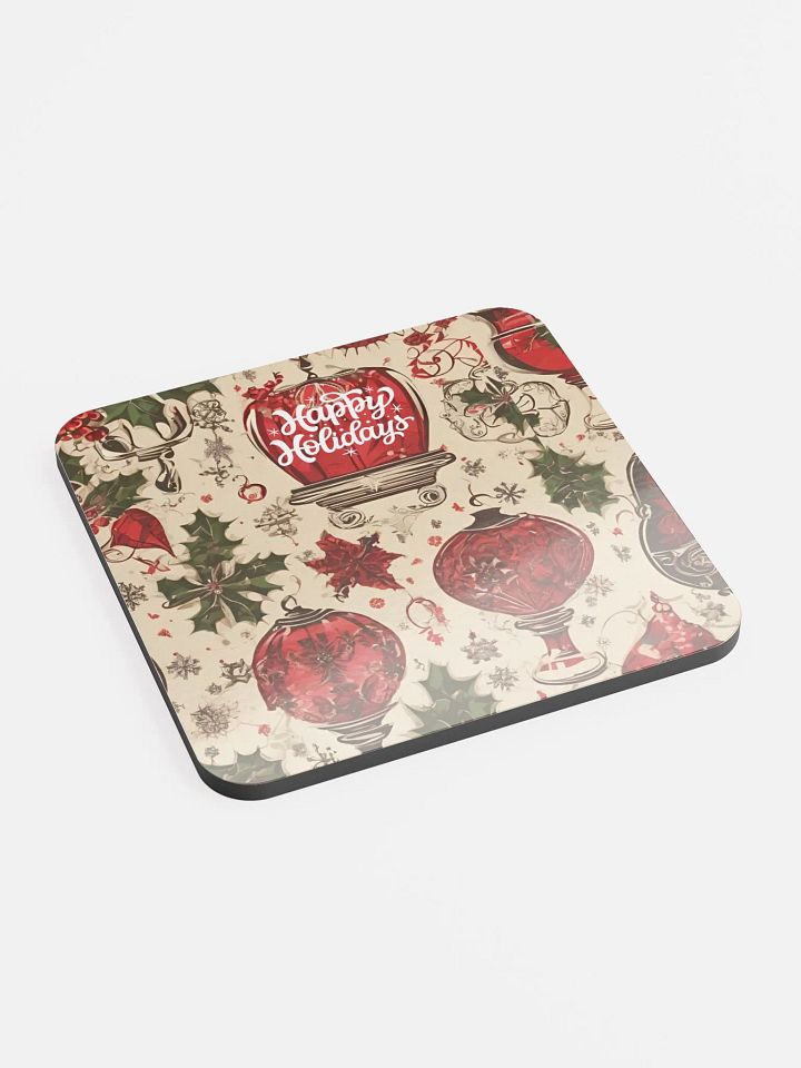 Festive Holiday Cheer Glossed Cork Coaster gift for entertainers moms colleagues friends product image (2)