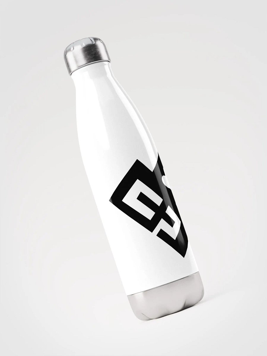 OptimusProcrastinus HeartChip Stainless Steel Water Bottle (Black on White) product image (3)