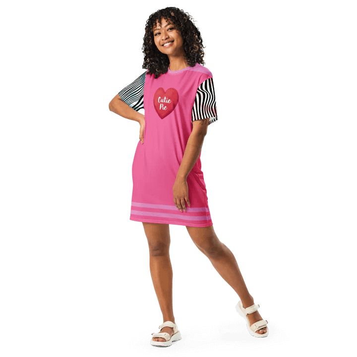"Cutie Pie" Pink Stripe T-Shirt Dress product image (2)