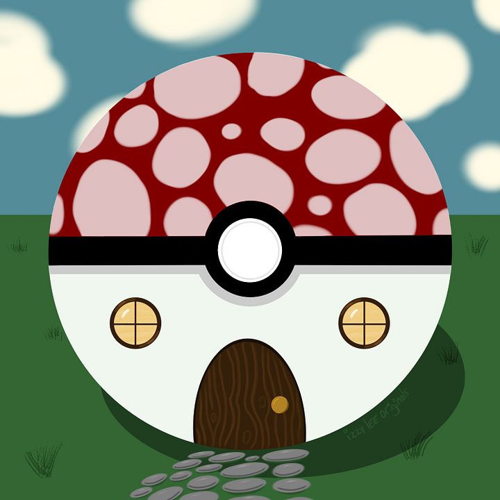 Mushroom Pokèball House Print product image (1)