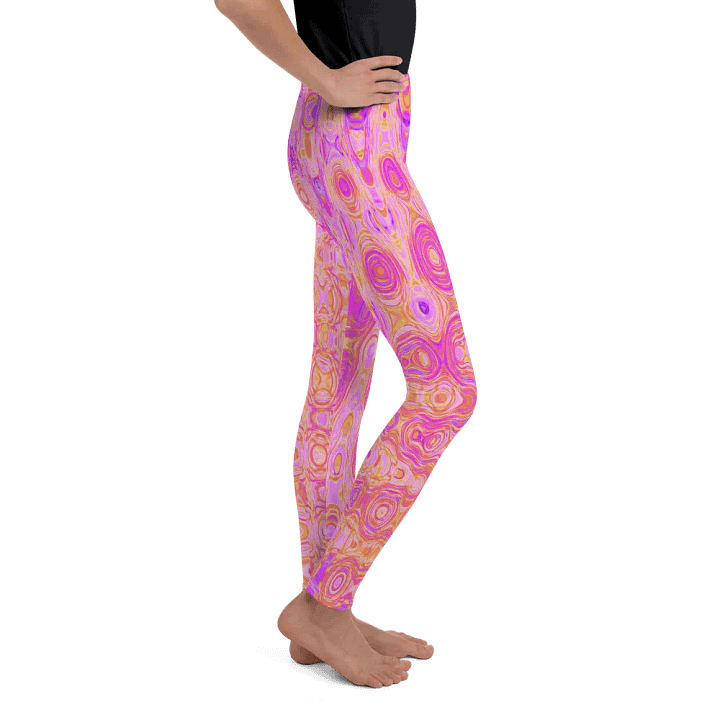 Cool Abstract Pink and Magenta Atomic Retro Zigzags Youth Leggings product image (2)