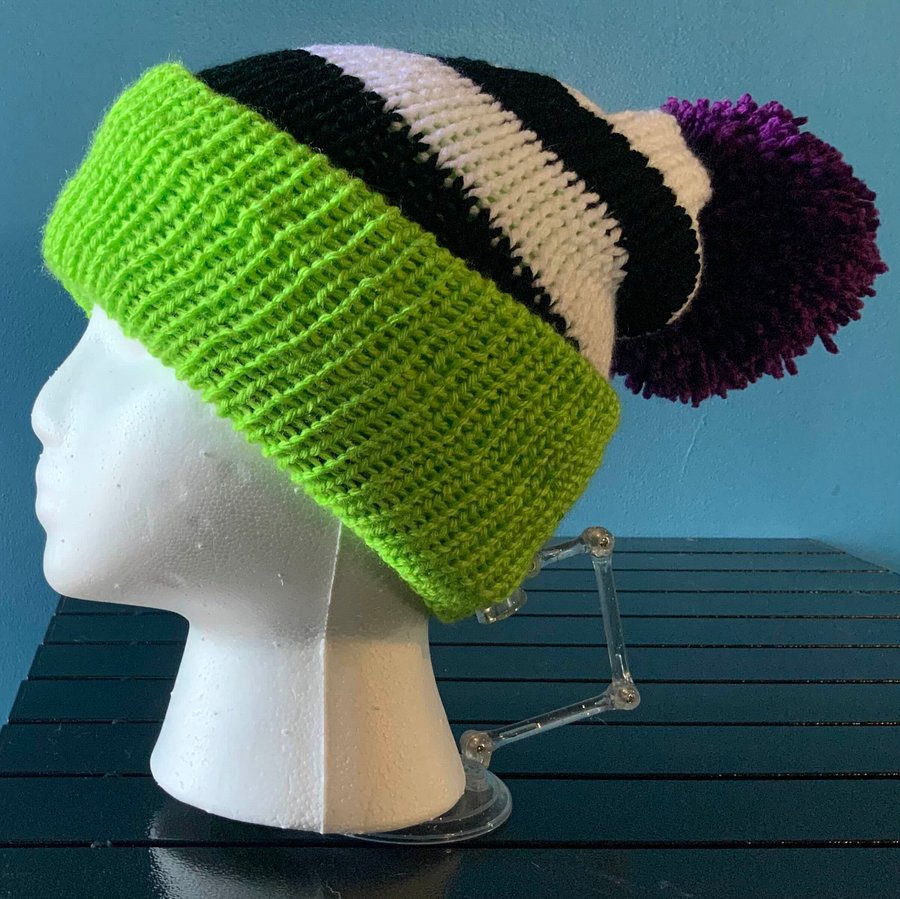 Beetlejuice beanie hat with pompom product image (4)