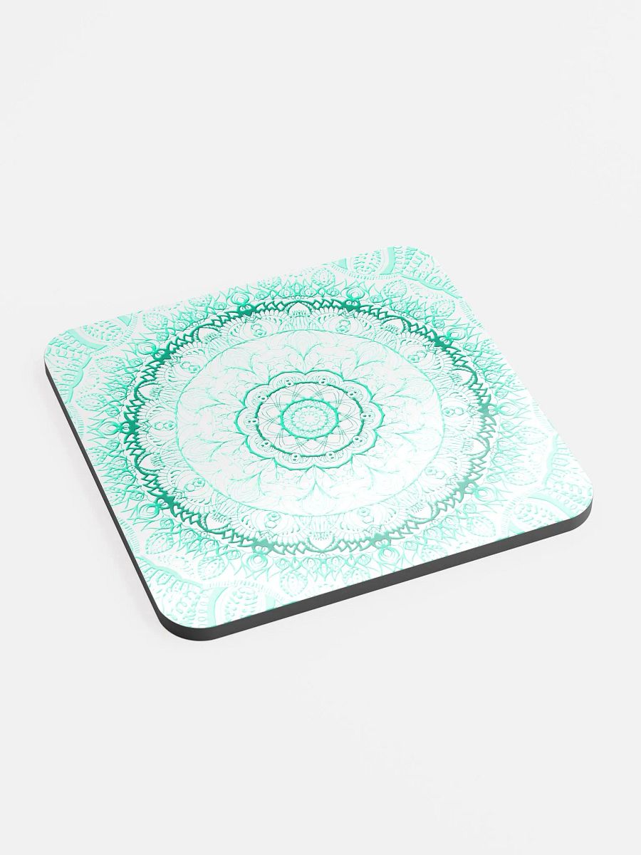 Turquoise Mandala Glossed Cork Coaster product image (2)