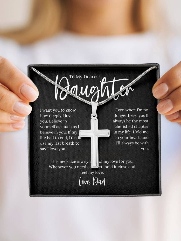Daughter Cross Necklace From Dad - Believe In Yourself product image (1)