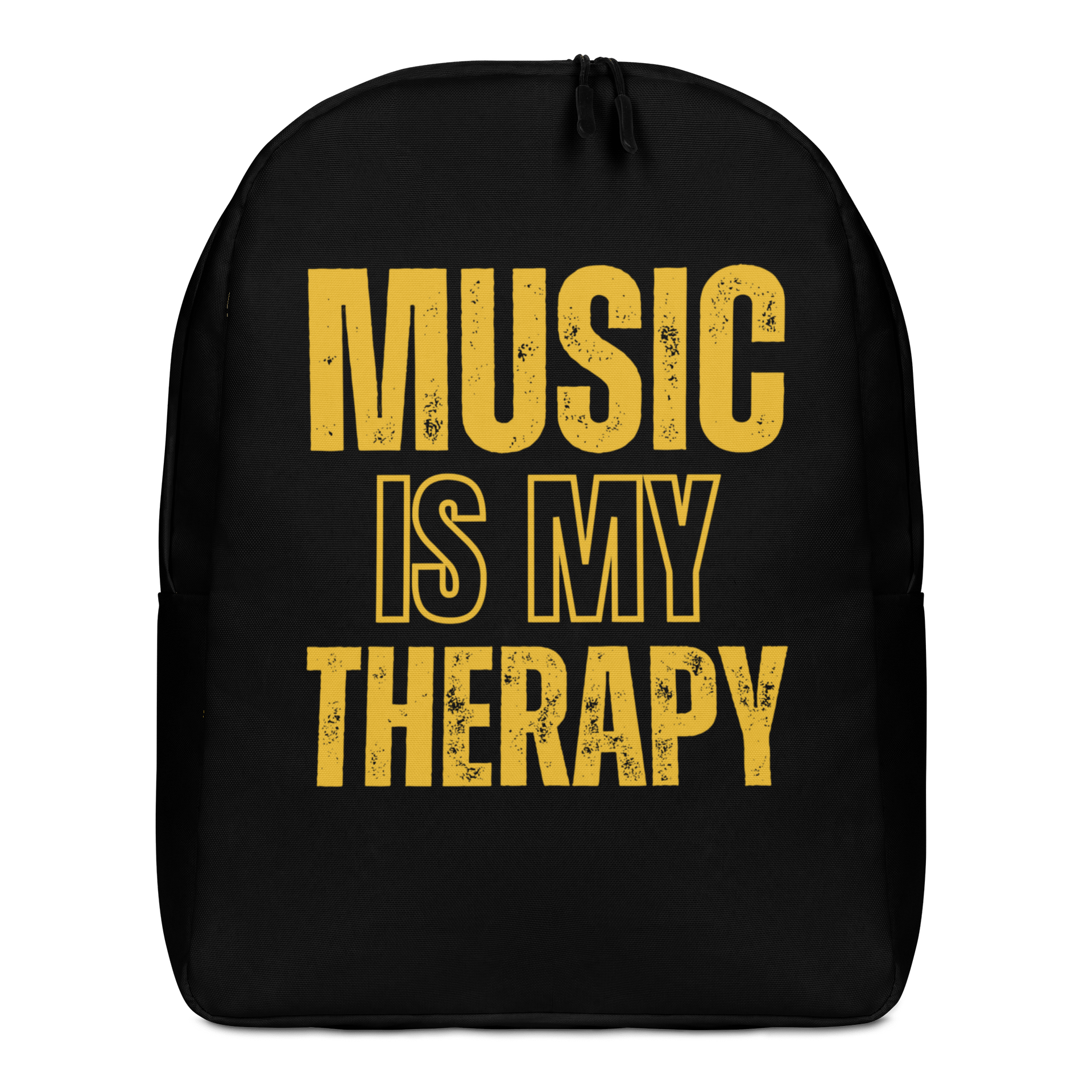 Music Is My Therapy Minimalist Backpack in Black and Gold product image (1)