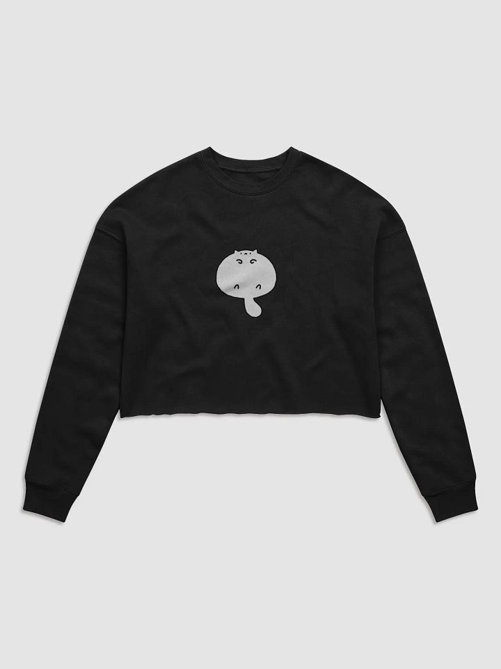 Minimalist Abstract Cute Cat Fleece Crop Sweatshirt product image (5)