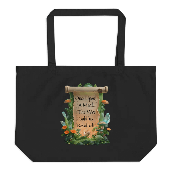Funny Mom Tote Bag – ‘Once Upon A Meal, The Wee Goblins Revolted!’ Shopping Humor Bag - Wide product image (1)