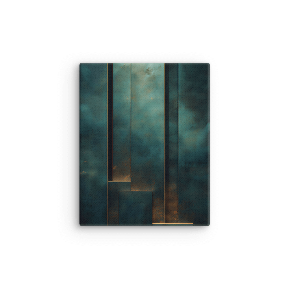 Emerald Silence – Abstract in Teal Green and Burnished Gold Geometry product image (12)