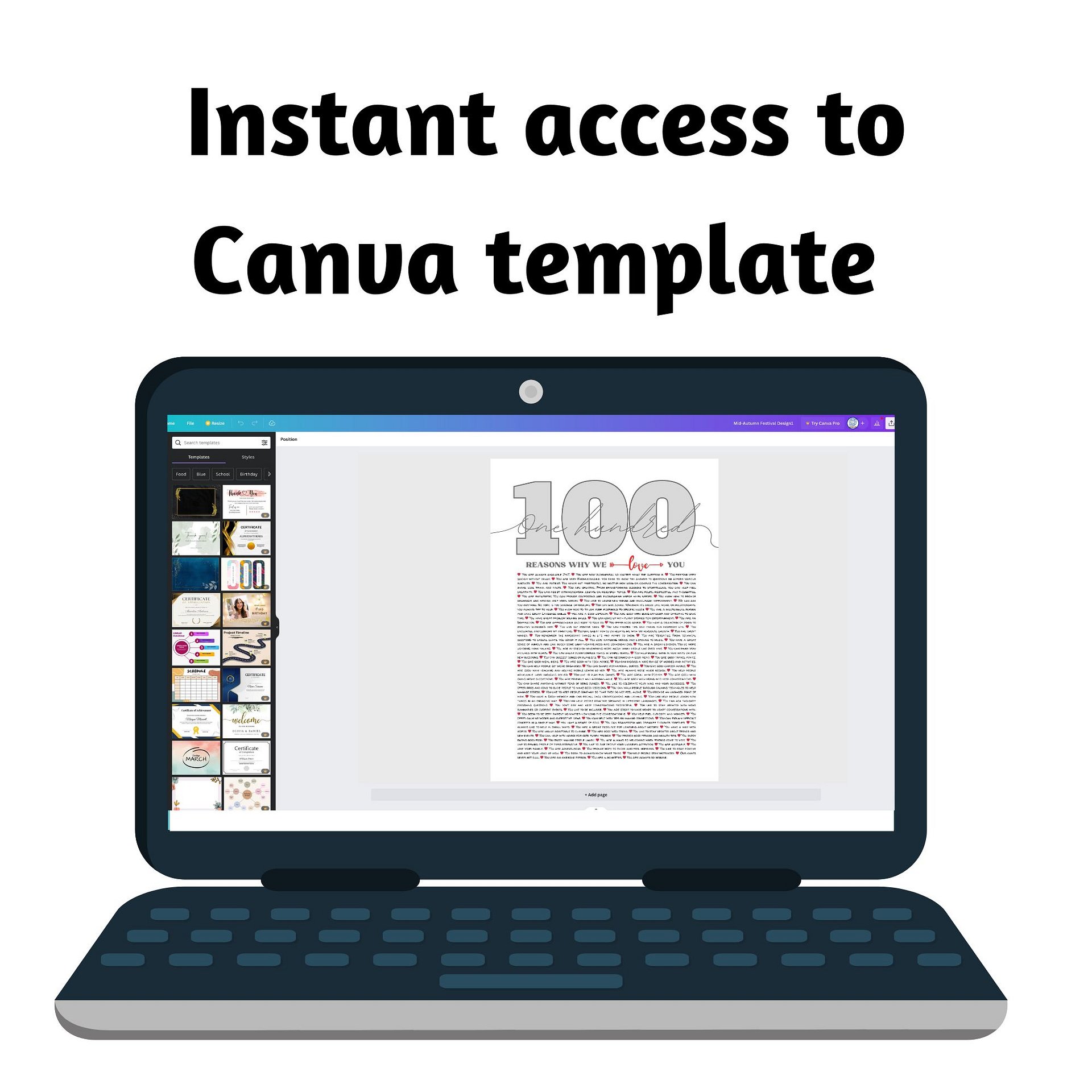 100 Reasons Why We Love You Canva Template product image (4)