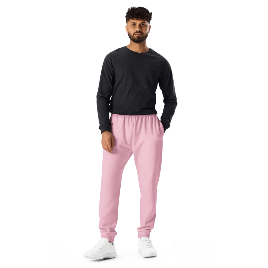 Plain Light Pink Soft Summer Recycled Polyester Premium Men's Joggers by Treasure Pie product image (11)