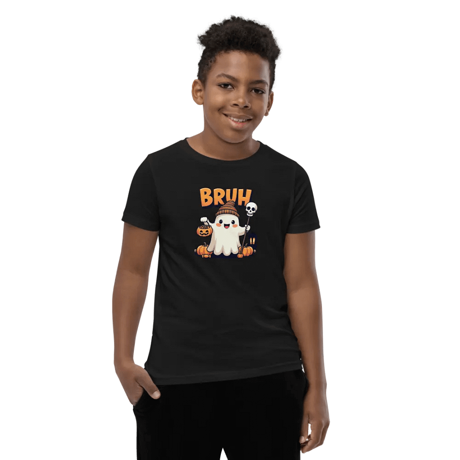 Spooky Ghost Bruh Halloween Youth T-Shirt product image (11)