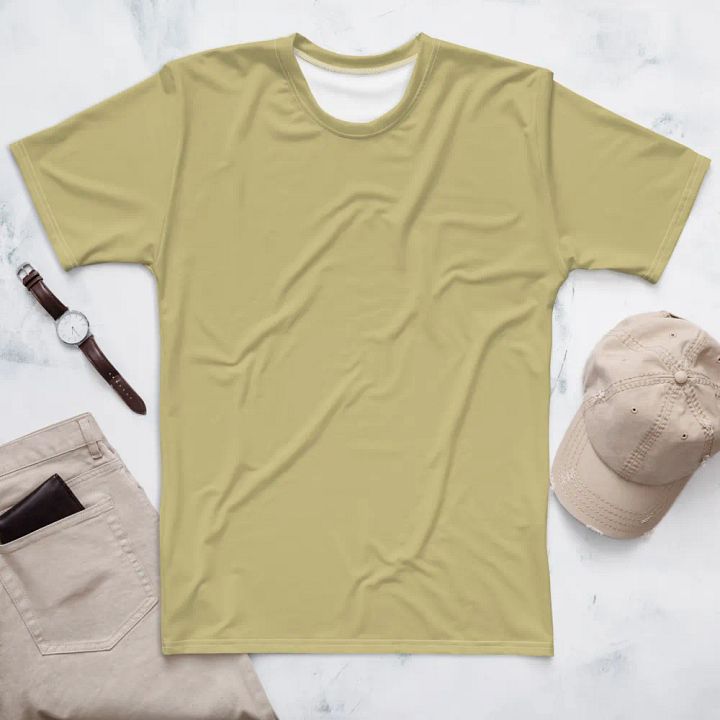 Plain Medium Yellow Soft Summer Men's Crewneck Polyester Heavyweight Premium T-Shirt by Treasure Pie product image (1)