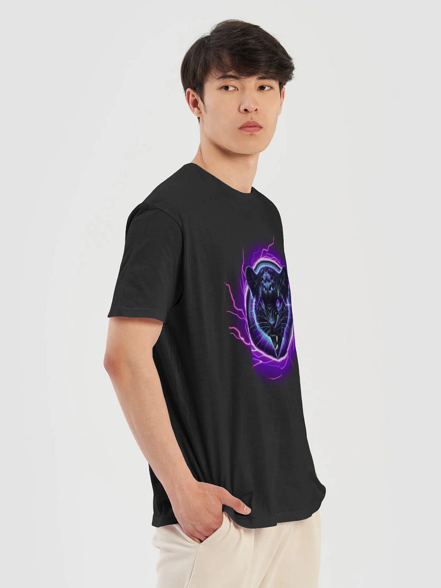 Electronic Neon purple Black jaguar Badge (Unisex Black T-Shirt) product image (5)