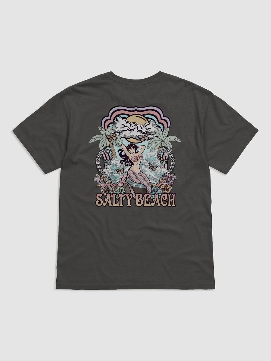 Salty Beach, Mermaid by the Beach Tee (Back Print) | Retro-Style Art Nouveau T-Shirt for Travel and Road Trips product image (22)