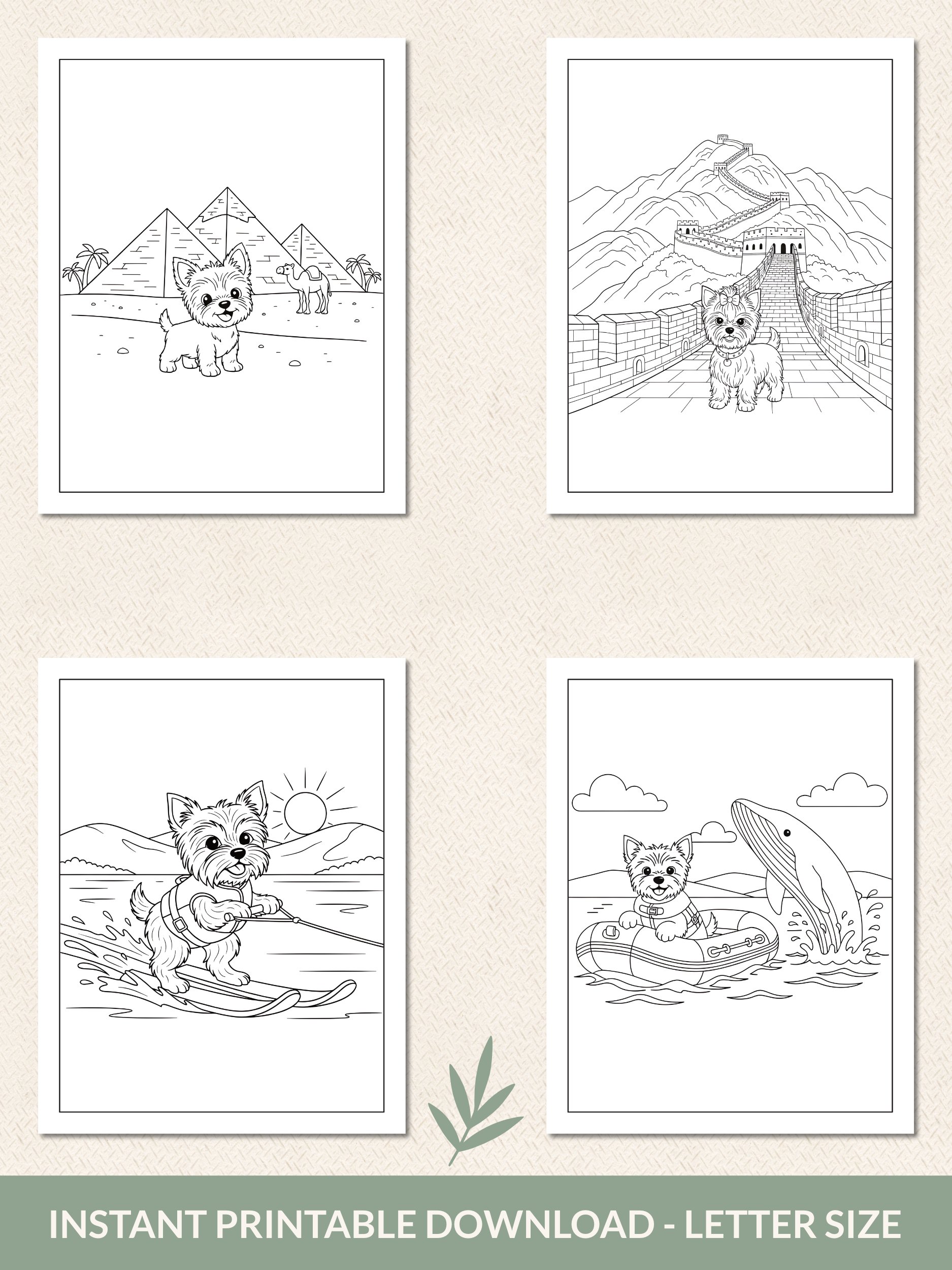 Printable Cute Yorkie Dog Fantasy Adventures Coloring Pages – 50 Fun Designs product image (10)
