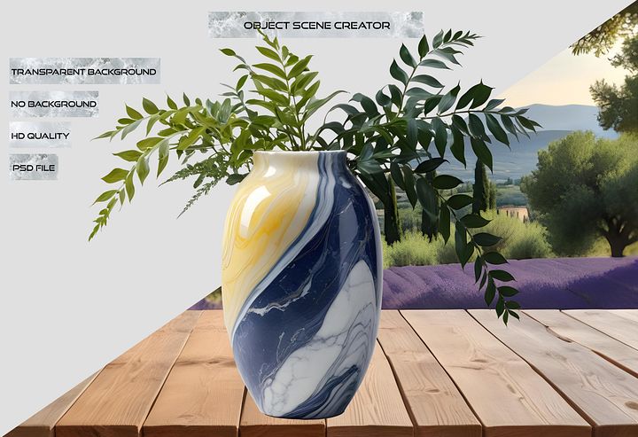 Golden Tides – Provence-Style Decorative Vase PNG product image (2)
