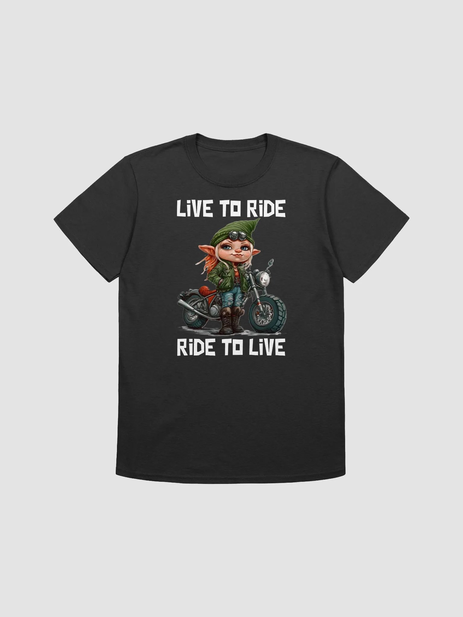 Live to Ride Ride To Live Female Biker Gnome T-Shirt product image (1)