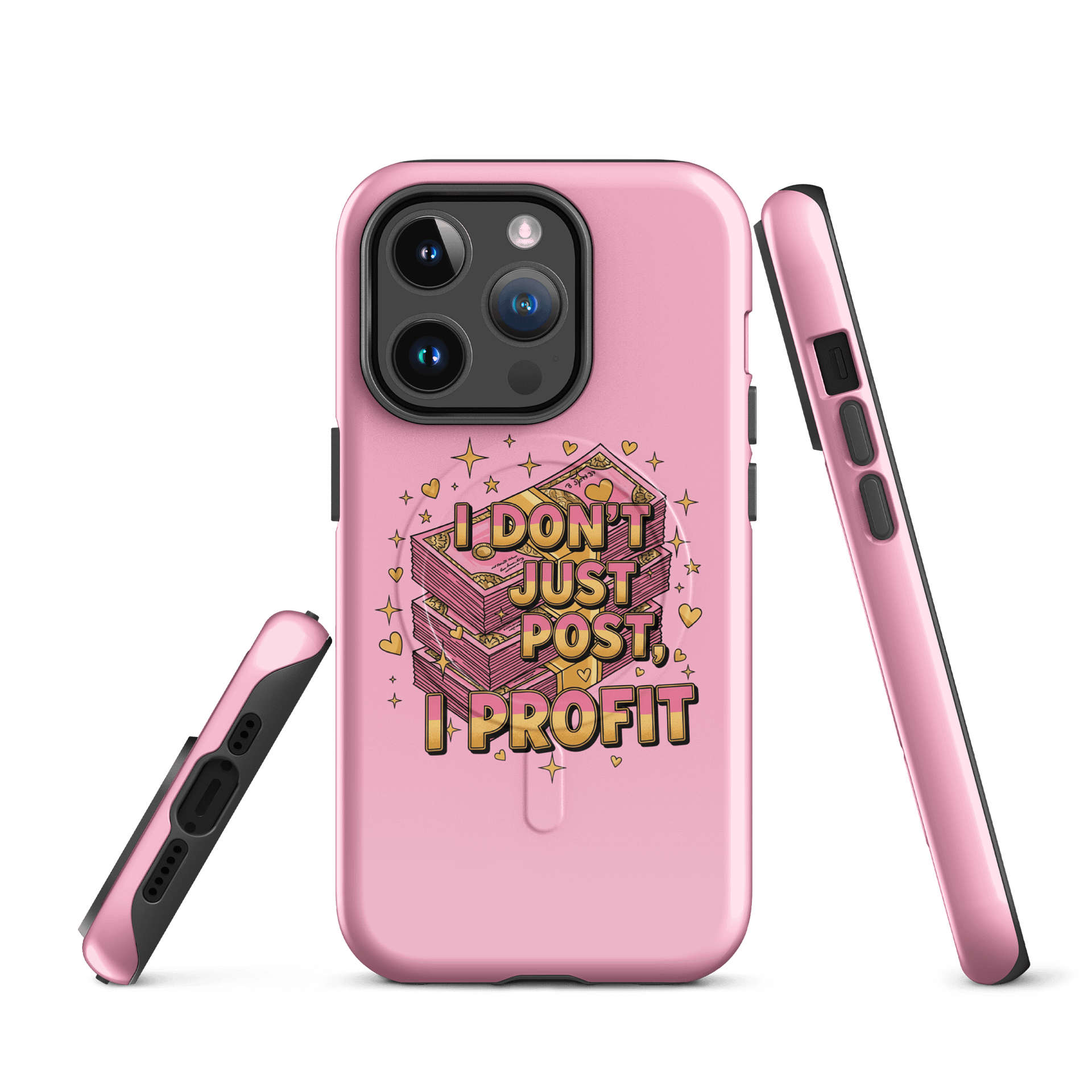 “I Don’t Just Post I Profit" Pink iPhone Case | MagSafe Compatible Entrepreneur Phone Cover for Content Creators & Boss Babes product image (3)