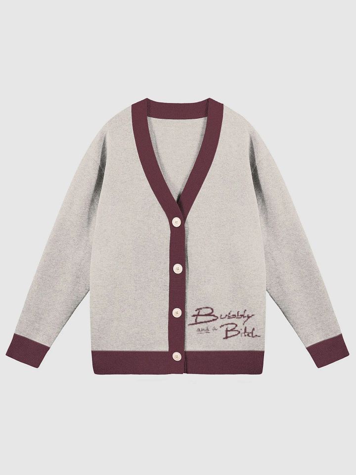 Bubbly and a B*tch (taupe and maroon sm. design) knitwear cardigan product image (3)