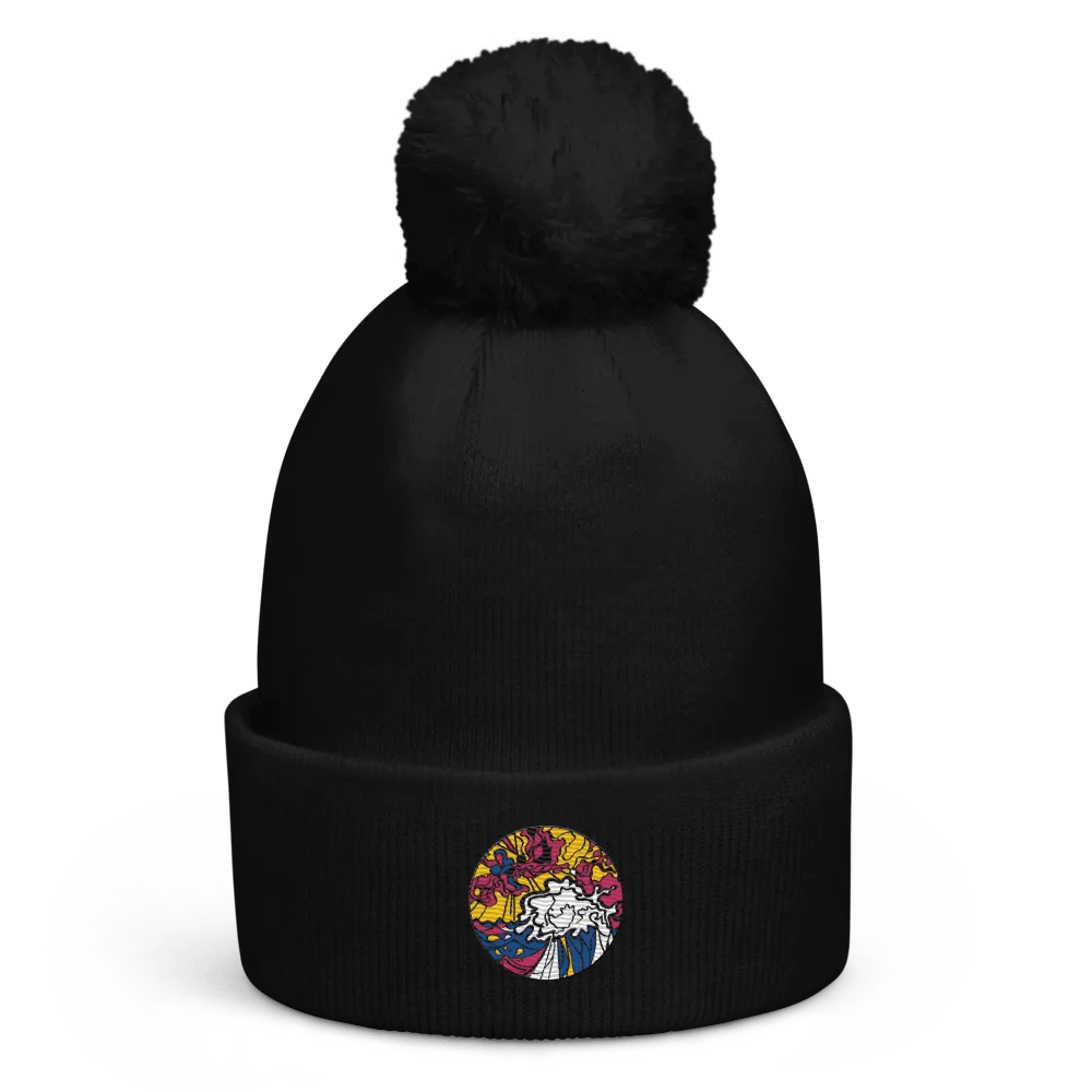 Vibrant Wave Pom-Pom Beanie - Wave at Sunset product image (1)