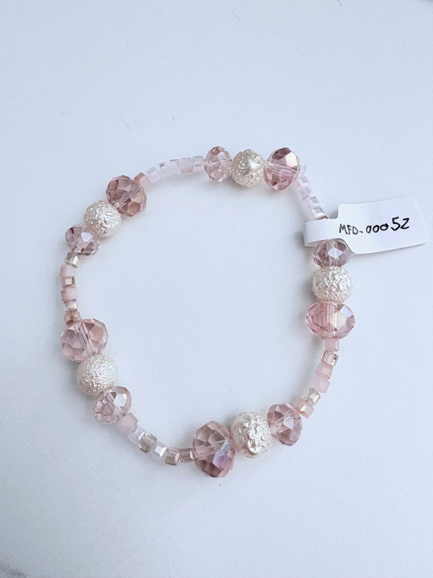 MFD-00052 | Blush Whisper | Faceted & Iridescent Bead Bracelet | Handmade 7" Coastal Charm | by Monique Faella Designs™ product image (8)