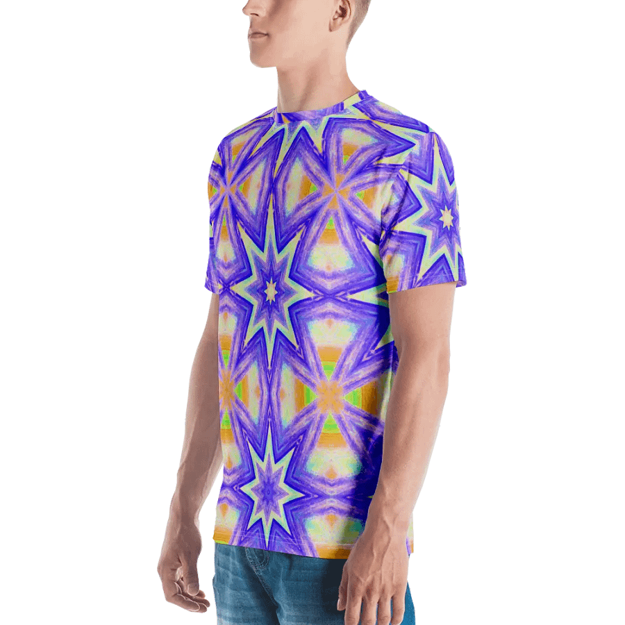 Abstract Star and Crosses Coloured Men's Crewneck T Shirt product image (4)