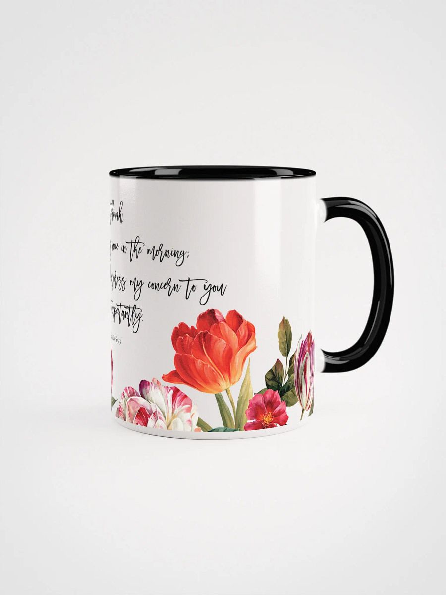 'O Jehovah, You Will Hear' Psalms 5:3 Floral Glossy Mug product image (2)