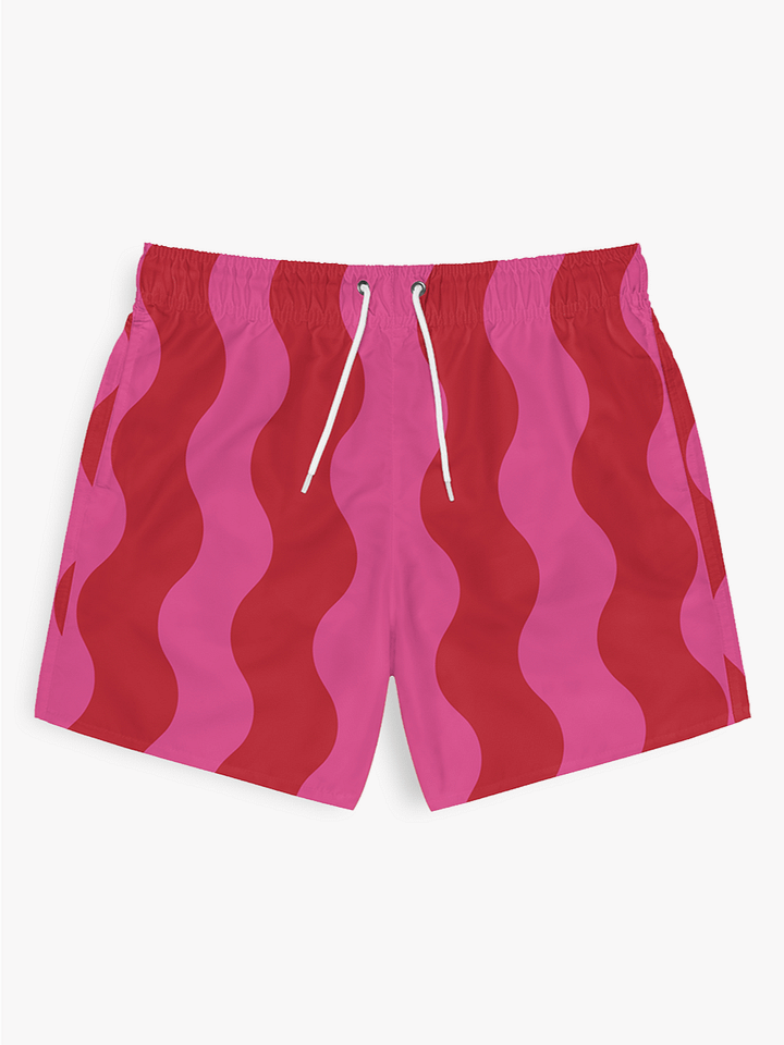 Cherry Bubblegum Striped Waves – Swim Trunks product image (1)